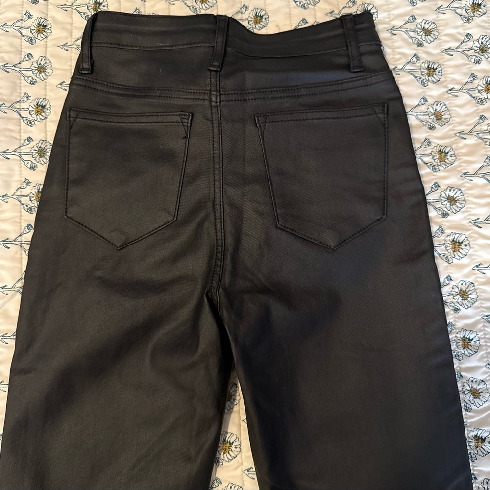 Edikted Black Leather High Waist Flare Pants - Picture 12 of 14
